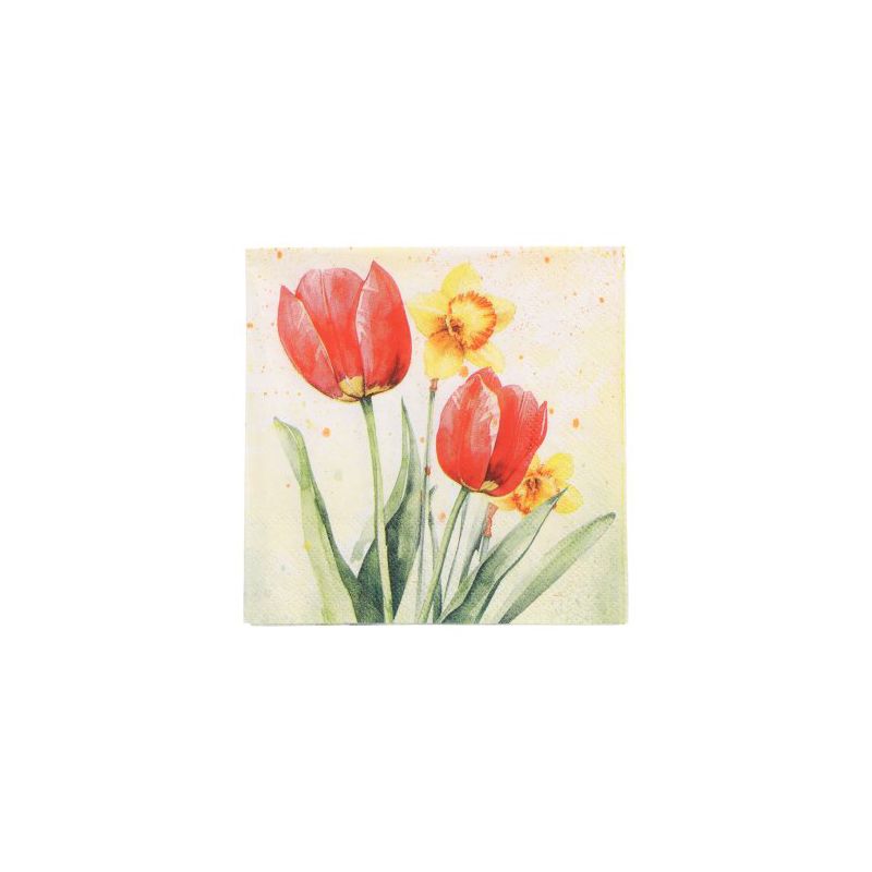 Servietten, 3-lagig 1/4-Falz 25 x 25 cm "Tulips & Daffodils" - Bild 1