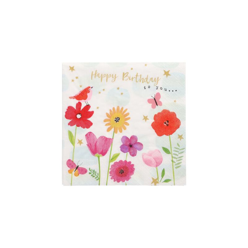 Servietten, 3-lagig 1/4-Falz 33 x 33 cm "Birthday Flowers" - Bild 1