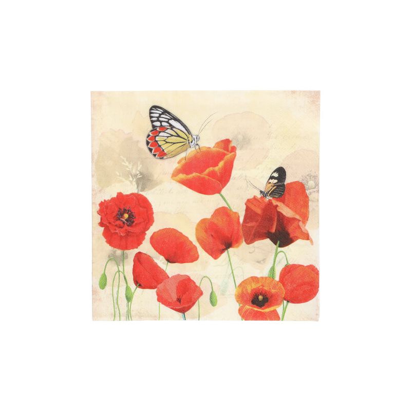 Servietten, 3-lagig 1/4-Falz 33 x 33 cm "Poppy Flowers" - Bild 1