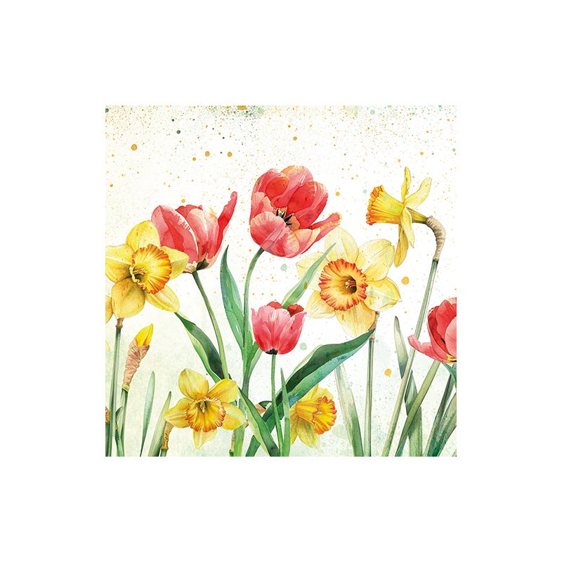 Servietten, 3-lagig 1/4-Falz 33 x 33 cm "Tulips & Daffodils" - Bild 1