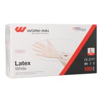 "WORK-INN" Lateks rokavice, s pudrom "White" weiss - natur velikost L