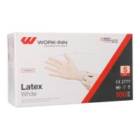 "WORK-INN" Lateks rokavice, s pudrom "White" weiss - natur velikost S