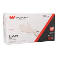 "WORK-INN" Lateks rokavice, s pudrom "White" weiss - natur velikost XL