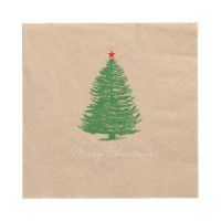Serviete, 3-slojne zložene 1/4 33 cm x 33 cm natur "Christmastree with Star" iz recikliranega papirja