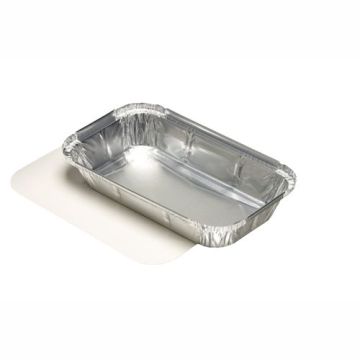 Alu posode s pokrovi iz PP prevlečenega kartona kvadratna 0,65 l 3,4 cm x 13 cm x 22 cm za lasagne