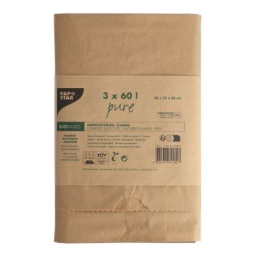 Vreče za kompost, kraft papir "pure" 60 l 85 cm x 55 cm x 23 cm rjava , 2-slojne