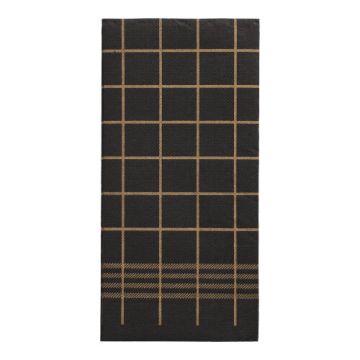 Serviete, 2-slojne "PUNTO" zložene 1/8 39 cm x 40 cm schwarz/gold "Kitchen Towel" mikro odtis