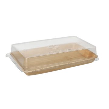 Škatle za sushi palmov list kvadratna 200 ml 4,4 cm x 22 cm x 14,2 cm natur s pokrovom iz rPET